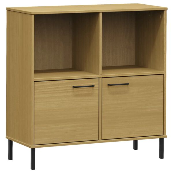 vidaXL Librer&iacute;a patas de metal OSLO madera maciza marr&oacute;n 90x35x90,5 cm