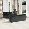 vidaXL Conjunto de sof&aacute; de jard&iacute;n 9 pcs Negro Rattan de Poli&eacute;ster