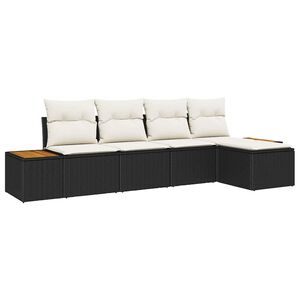 vidaXL Conjunto de sof&aacute;s de jard&iacute;n 6 uds. 5 plaza Negro y crema
