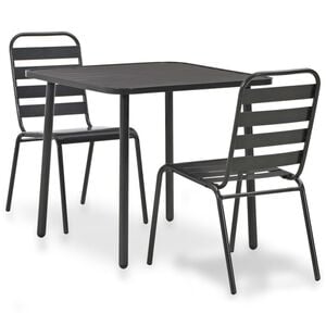 vidaXL Mesa y sillas bistr&oacute; de jard&iacute;n 3 piezas acero gris oscuro