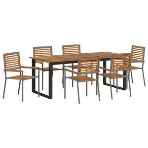 vidaXL Conjunto de Comedor de Jard&iacute;n 7 pcs Gris