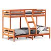 vidaXL Litera de madera maciza de pino marr&oacute;n cera 90x200/120x200 cm