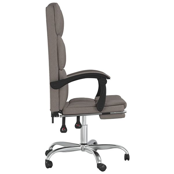 vidaXL Silla de oficina reclinable de tela gris taup&eacute;