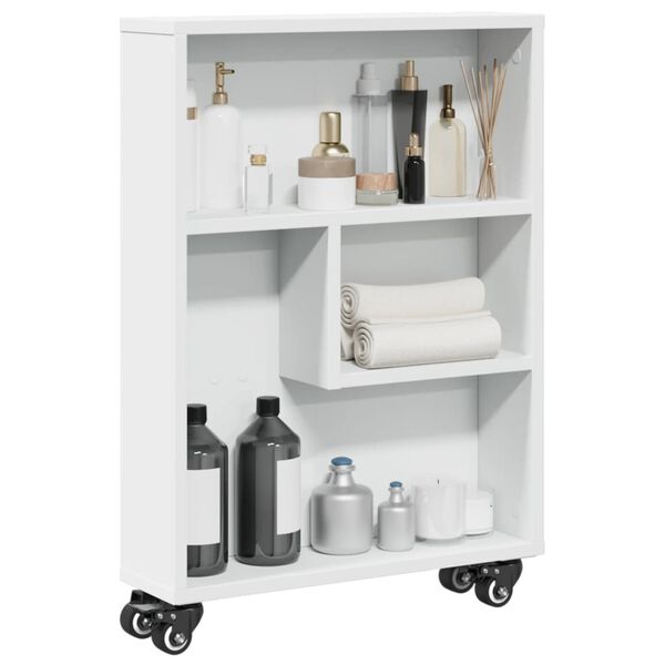 vidaXL Carrito de almacenaje estrecho madera blanco 48x13x68 cm