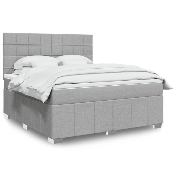 vidaXL Cama box spring con colch&oacute;n tela gris claro 180x200 cm