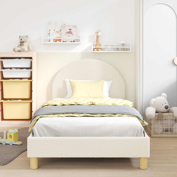 vidaXL Cama para ni&ntilde;os con cabecero Crema 80 x 200 cm Tela de Oveja
