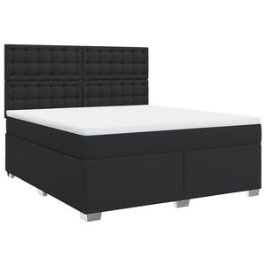 vidaXL Cama box spring con colch&oacute;n cuero sint&eacute;tico negro 180x200 cm