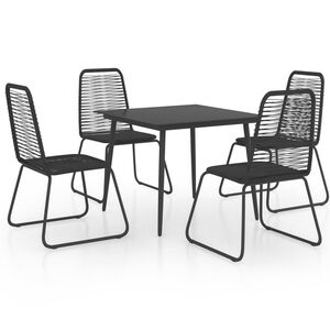 vidaXL Set de comedor de jard&iacute;n de 5 piezas PVC rat&aacute;n negro
