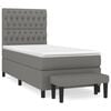 vidaXL Cama box spring con colch&oacute;n tela gris oscuro 100x200 cm