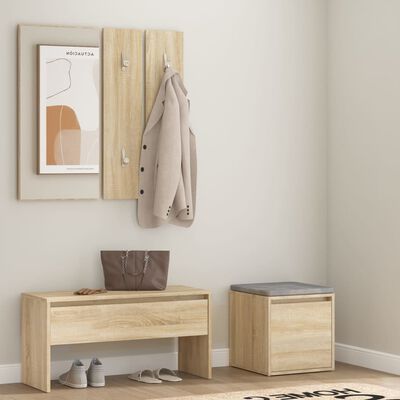 vidaXL Set de muebles de recibidor madera contrachapada color roble