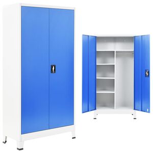 vidaXL Armario taquilla con 2 puertas metal 90x40x180 cm gris y azul