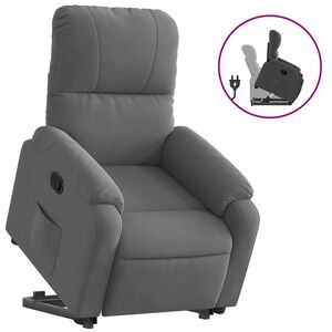 vidaXL Sill&oacute;n reclinable elevable tela de microfibra gris oscuro