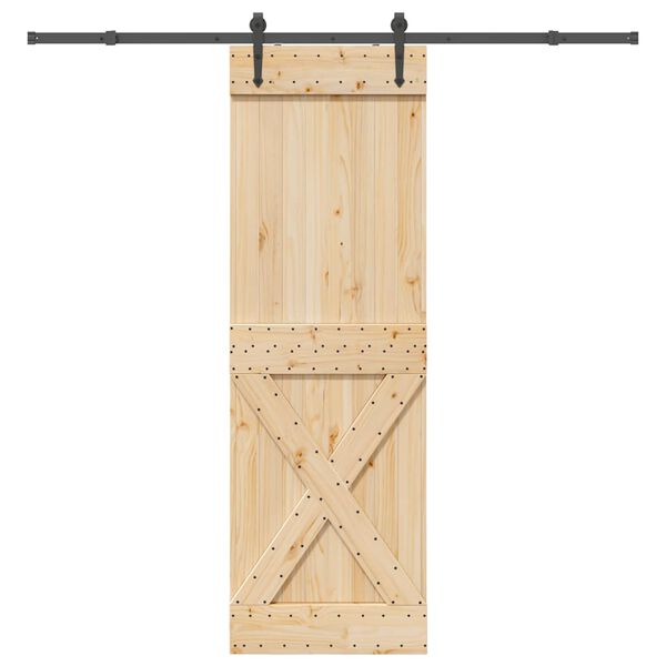 vidaXL Puerta corredera con herrajes madera maciza de pino 70x210 cm