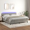 vidaXL Cama box spring colch&oacute;n y LED terciopelo gris claro 180x200 cm