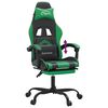 vidaXL Silla gaming con reposapi&eacute;s cuero sint&eacute;tico negro verde