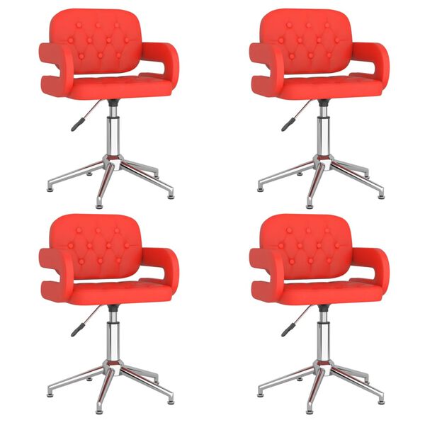 vidaXL Sillas de comedor giratorias 4 uds cuero sint&eacute;tico rojo