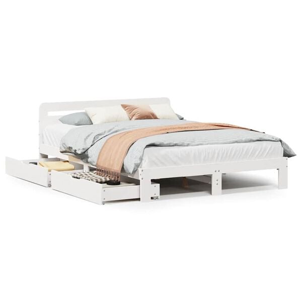 vidaXL Estructura de cama sin colch&oacute;n madera maciza de pino 160x200 cm