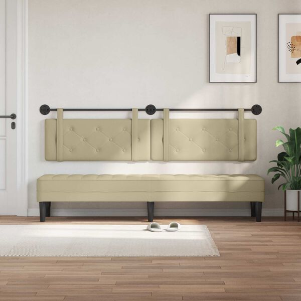 vidaXL Cabecera Colgante Crema 210 x 55 x 5 cm Cuero sint&eacute;tico