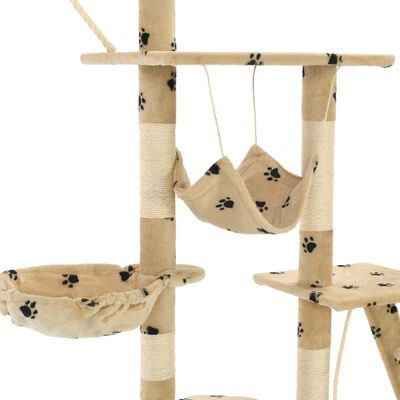 vidaXL Rascador para gatos con poste de sisal 230-250 cm huellas beige