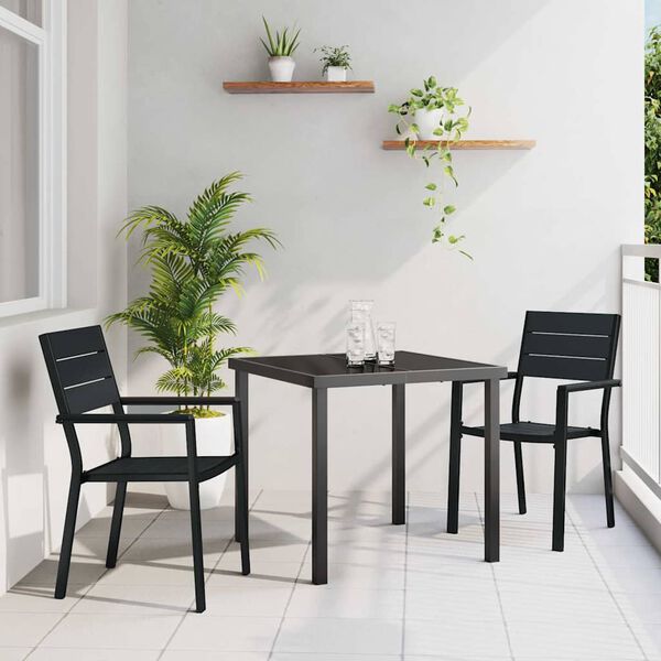 vidaXL Conjunto de Comedor de Jard&iacute;n 3 pcs Negro