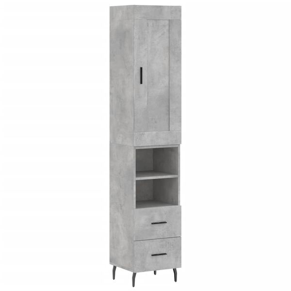 vidaXL Aparador de madera contrachapada gris hormig&oacute;n 34,5x34x180 cm