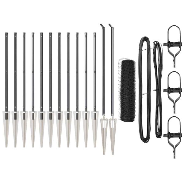 vidaXL Poste de Valla Gris 25 x 0,5 m (malla de 50 mm) Acero