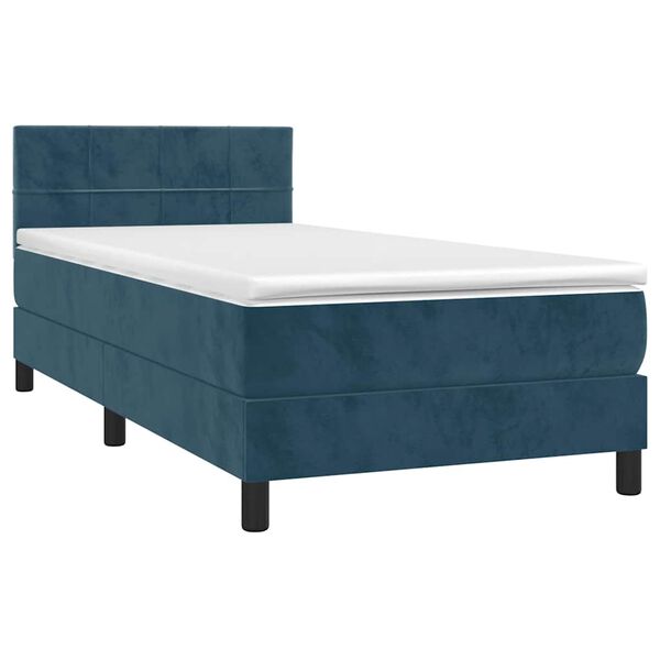 vidaXL Cama box spring con colch&oacute;n terciopelo azul oscuro 80x200 cm