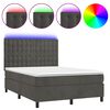 vidaXL Cama box spring colch&oacute;n y LED terciopelo gris oscuro 140x190 cm