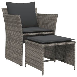 vidaXL Sill&oacute;n de jard&iacute;n con reposapi&eacute;s rat&aacute;n sint&eacute;tico gris