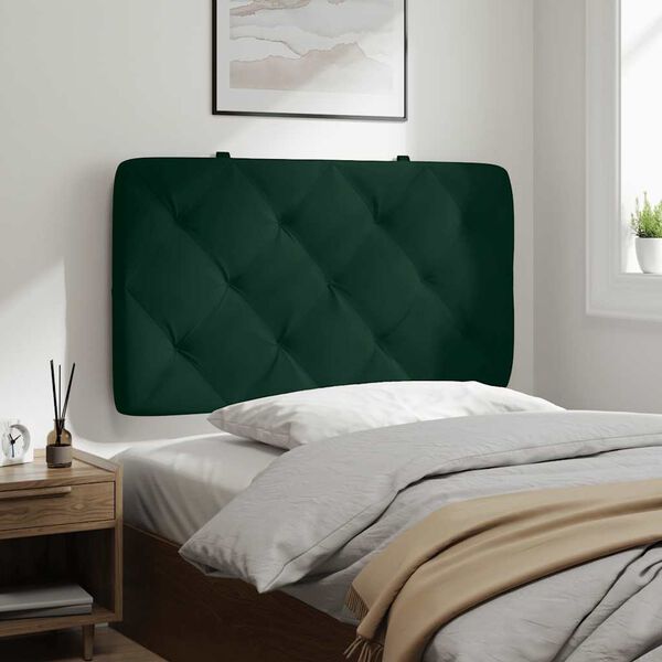vidaXL Cabecero de cama acolchado terciopelo verde oscuro 80 cm