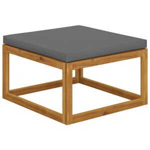 vidaXL Reposapi&eacute;s madera maciza de acacia con coj&iacute;n gris oscuro