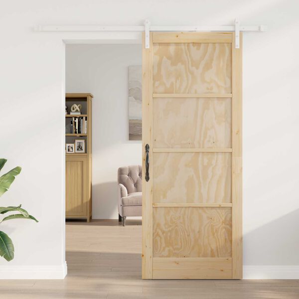 vidaXL Puerta Corredera Marr&oacute;n 86 x 211 cm Madera de pino macizo