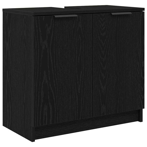 vidaXL Gabinete de Ba&ntilde;o con puerta Roble Negro 64,5 x 33,5 x 59 cm