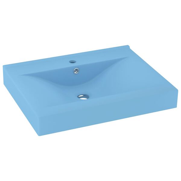 vidaXL Lavabo de lujo con grifo cerámica 60x46 cm azul claro