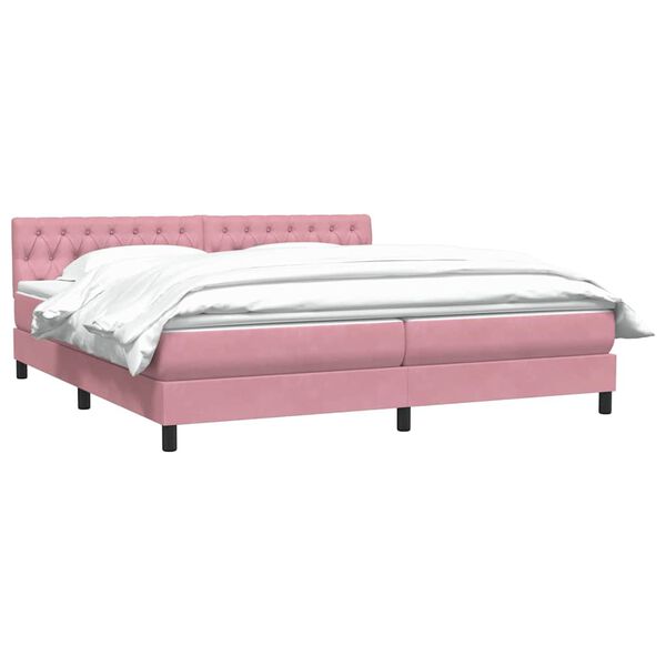 vidaXL Cama box spring con colch&oacute;n terciopelo rosa 180x220 cm