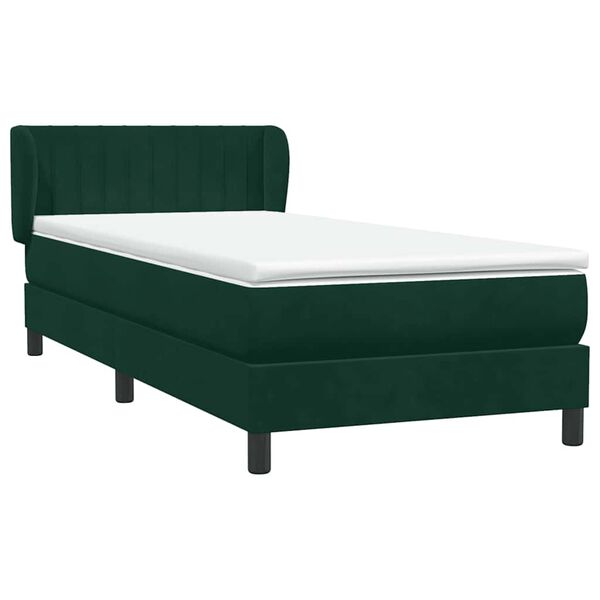 vidaXL Cama box spring con colch&oacute;n terciopelo verde oscuro 90x210 cm
