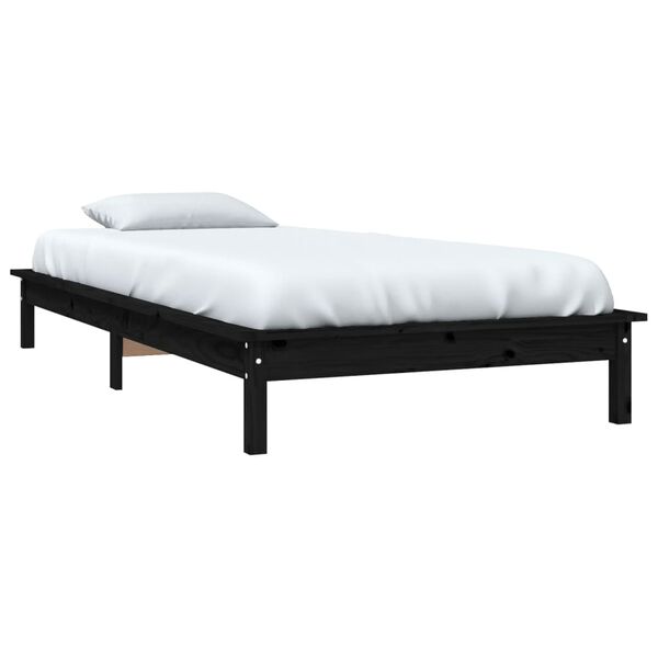 vidaXL Estructura de cama madera maciza de pino negra 90x200 cm