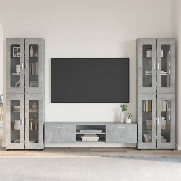 vidaXL Conjunto de mueble de TV con caj&oacute;n FLORIN Gris Concreto