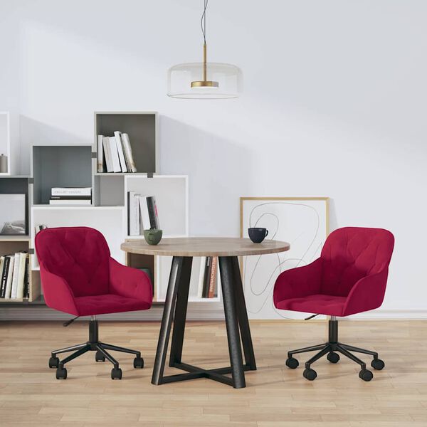 vidaXL Sillas de comedor giratorias 2 unidades terciopelo rojo tinto