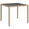 vidaXL Mesa jard&iacute;n vidrio templado rat&aacute;n sint&eacute;tico 90x90x75 cm gris