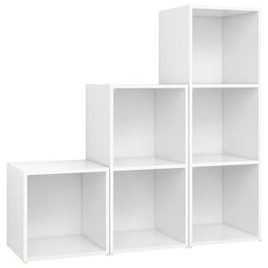vidaXL Juego de mueble para TV de 3 piezas madera contrachapada blanco