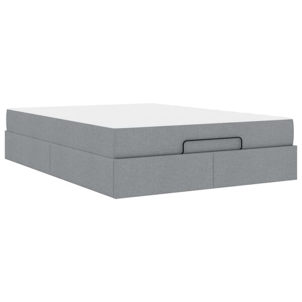 vidaXL Estructura de cama con colch&oacute;n 2 pcs Gris claro tela