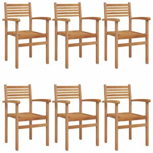 vidaXL Silla 6 uds. Marr&oacute;n Madera de teca maciza