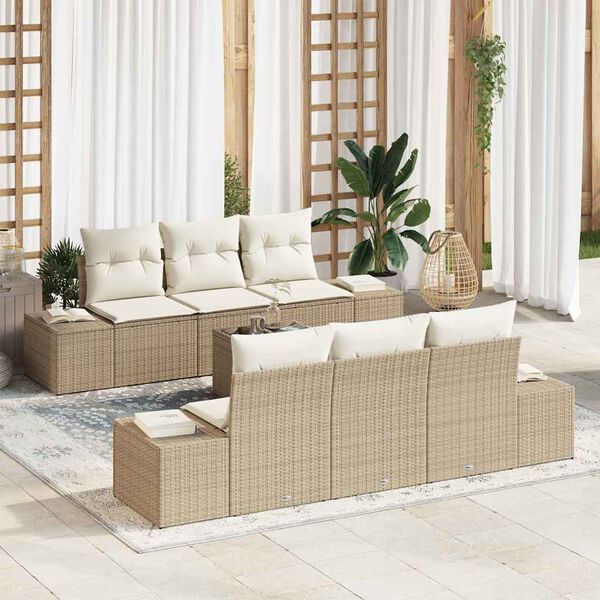 vidaXL Conjunto de sofá de jardín 8 pcs Beige y Crema ratán sintético
