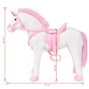 vidaXL Unicornio de peluche de pie blanco y rosa XXL