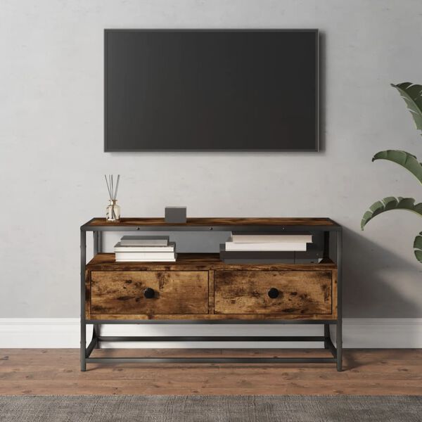 vidaXL Mueble para TV madera contrachapada roble ahumado 80x35x45 cm