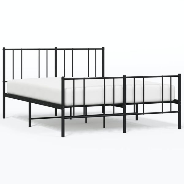 vidaXL Estructura cama sin colch&oacute;n con estribo metal negro 140x200 cm