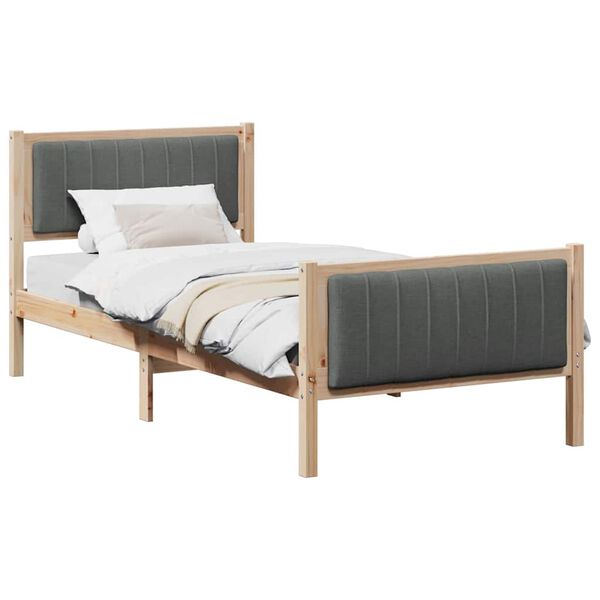 vidaXL Estructura de cama con cabecera Negro y gris oscuro 90 x 190 cm