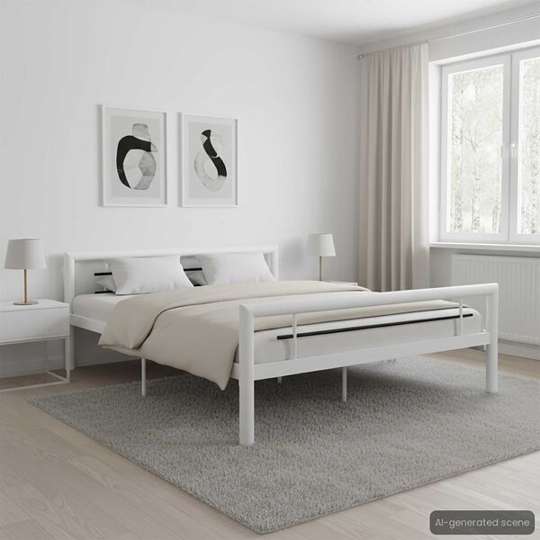 vidaXL Estructura de cama sin colchón metal blanco y negro 160x200 cm