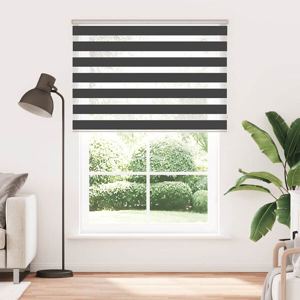 vidaXL Estor cebra negro 160x200 cm tejido ancho 155,9 cm poli&eacute;ster